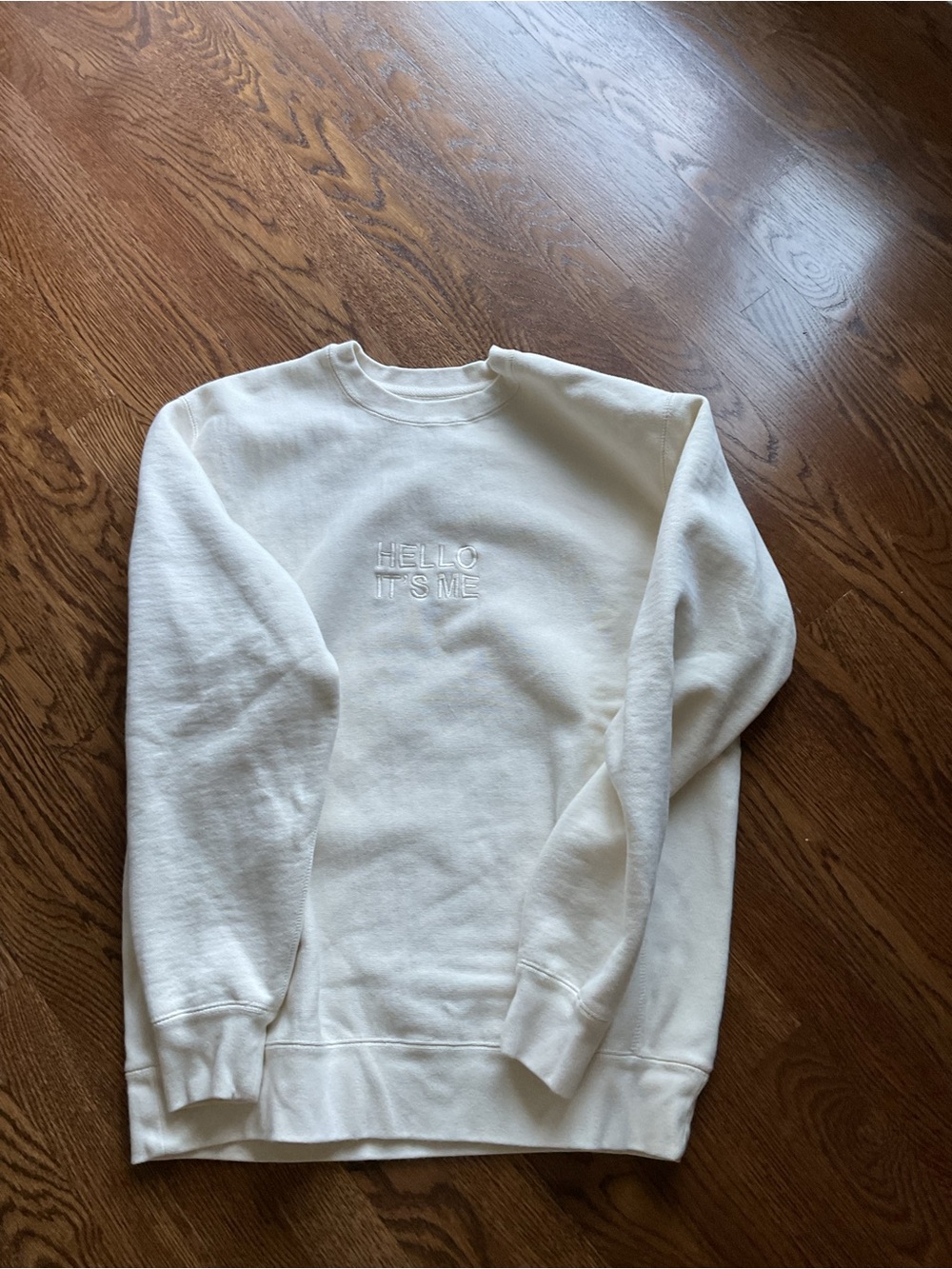 Adele Hello It's Me Embroidered Crewneck Sweater - White